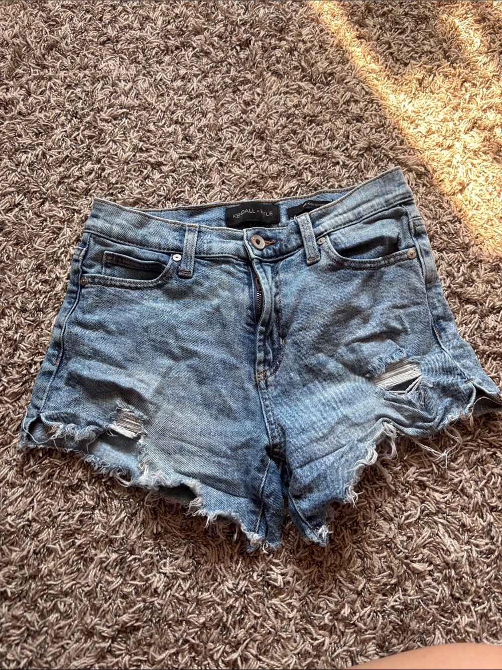 Kendall & Kylie Light Blue Distressed Jean Shorts
